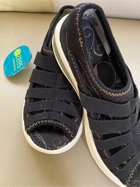 Bzees Black Slip-On Strappy Sneakers